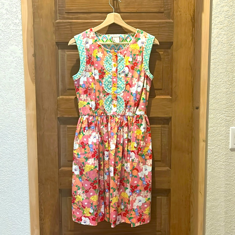 Pink floral Matilda Jane dress with buttons down the front